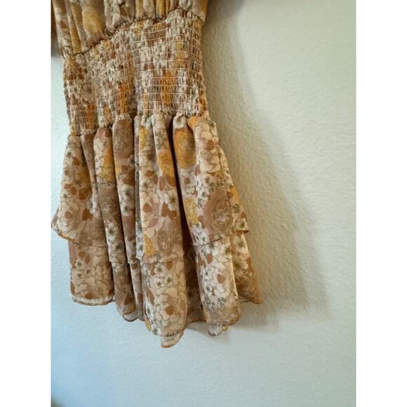 AQUA Retro Floral Print Smocked Mini Dress - Picture 6 of 10